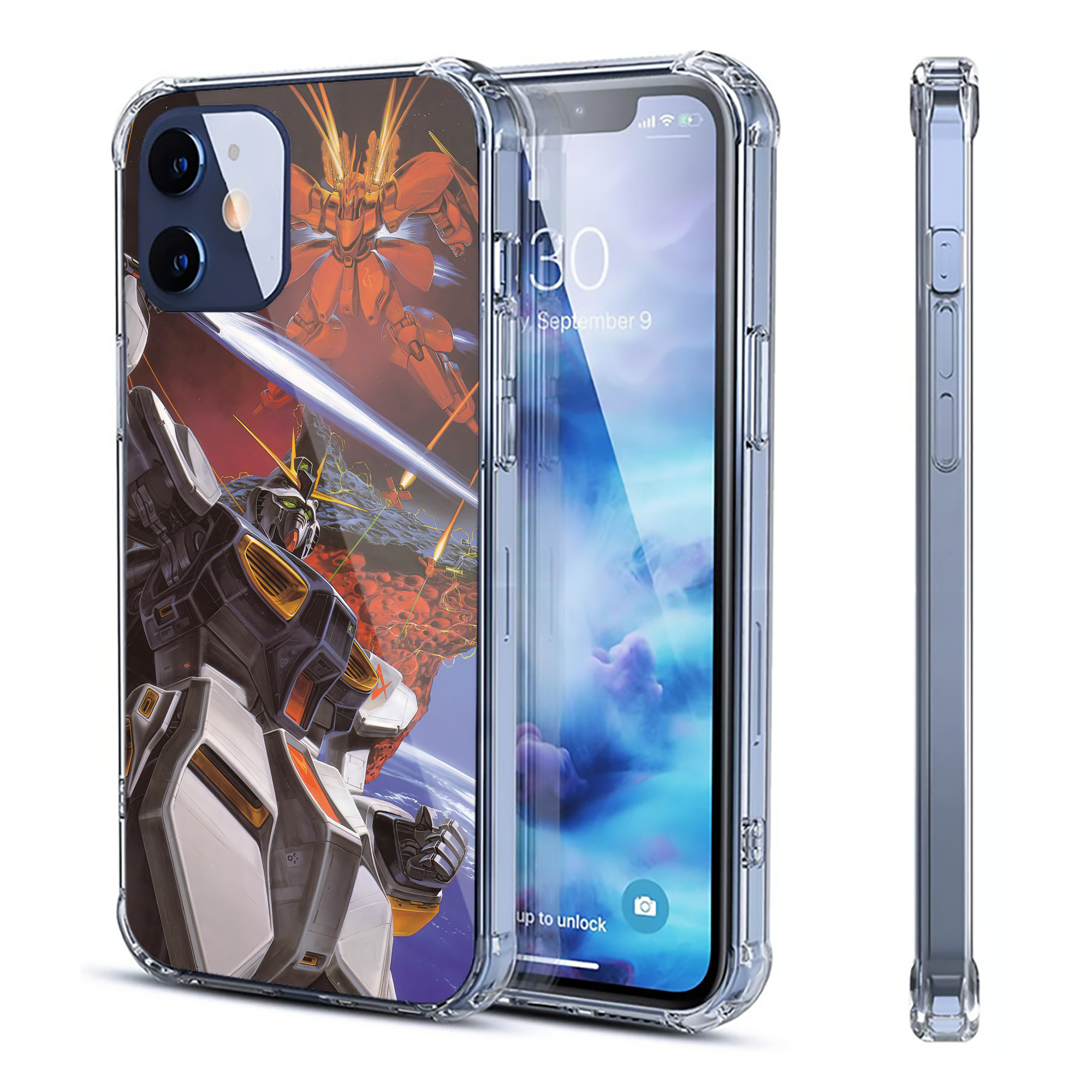 （画像用） 機動戦士ガンダム Mobile Suit Gundam 【iPhone 12シリーズ対応】透明スマホケース（クリアソフトケース）